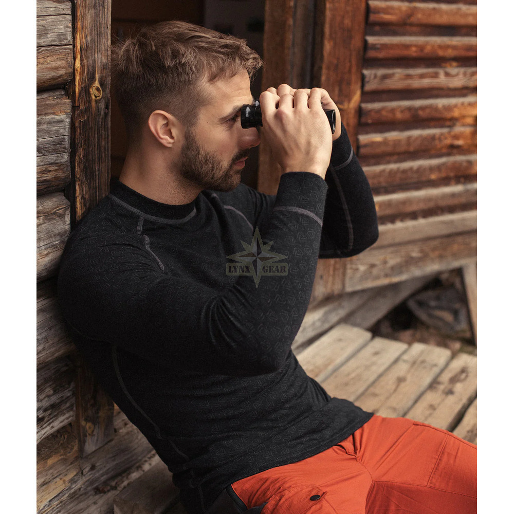 12XTRM411 990 thermowave mens merino xtrm shirt black lynxgear